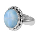 Belle bague en argent sterling 925 en pierres précieuses Larimar